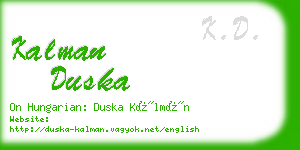 kalman duska business card